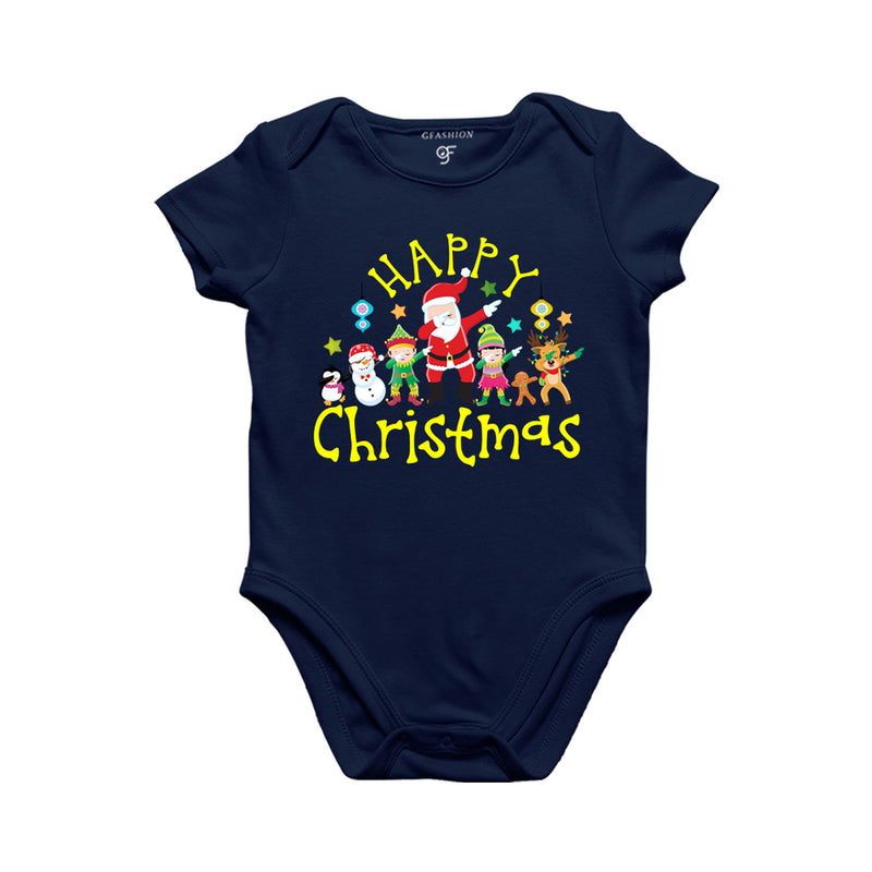 Matching  Baby Bodysuit or Rompers or Onesie for Christmas with dabbing Santa Team in Navy Color avilable @ gfashion.jpg