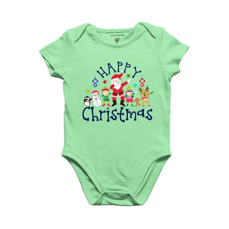 Matching  Baby Bodysuit or Rompers or Onesie for Christmas with dabbing Santa Team in Pista Green Color avilable @ gfashion.jpg