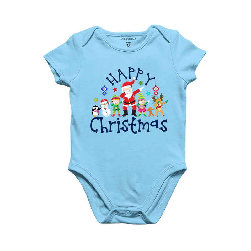 Matching  Baby Bodysuit or Rompers or Onesie for Christmas with dabbing Santa Team in Sky Blue Color avilable @ gfashion.jpg