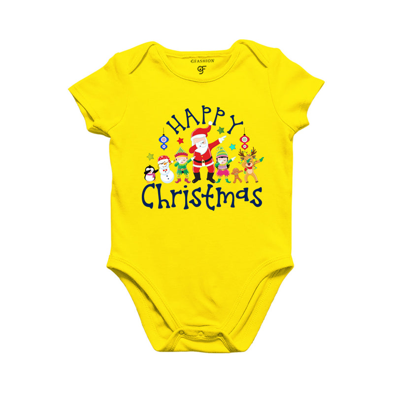 Matching  Baby Bodysuit or Rompers or Onesie for Christmas with dabbing Santa Team in Yellow Color avilable @ gfashion.jpg