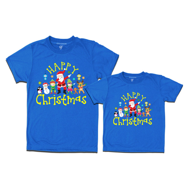 Matching Combo T-shirts for Christmas with dabbing Santa Team in Blue Color avilable @ gfashion.jpg
