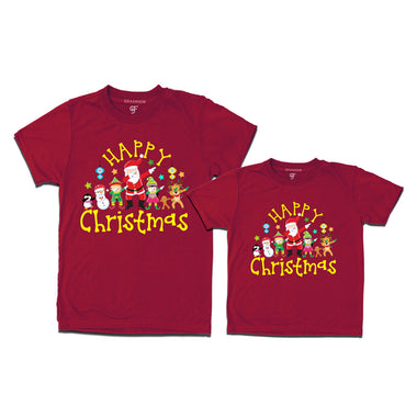 Matching Combo T-shirts for Christmas with dabbing Santa Team in Maroon Color avilable @ gfashion.jpg
