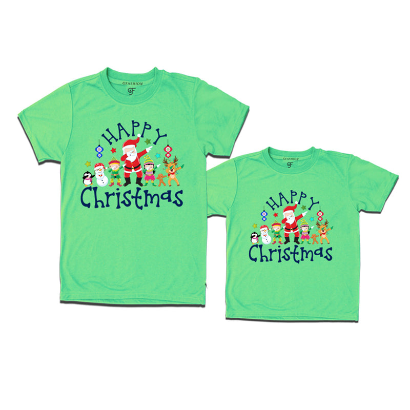Matching Combo T-shirts for Christmas with dabbing Santa Team in Pista Green Color avilable @ gfashion.jpg