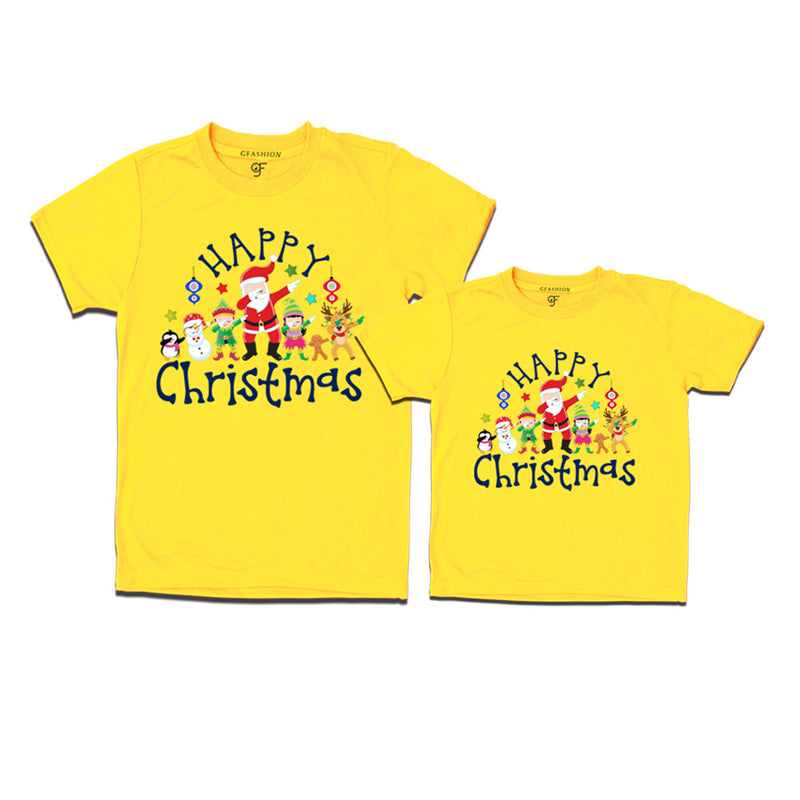 Matching Combo T-shirts for Christmas with dabbing Santa Team in Yellow Color avilable @ gfashion.jpg