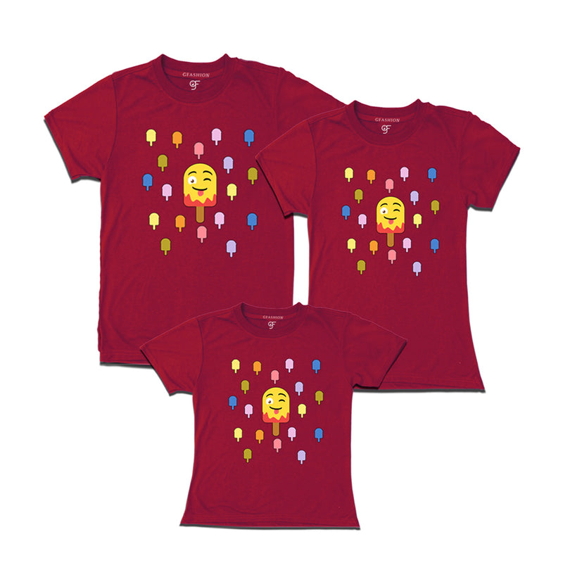 Matching Family T-shirt set of 3 in Maroon Color available @ gfashion.jpg