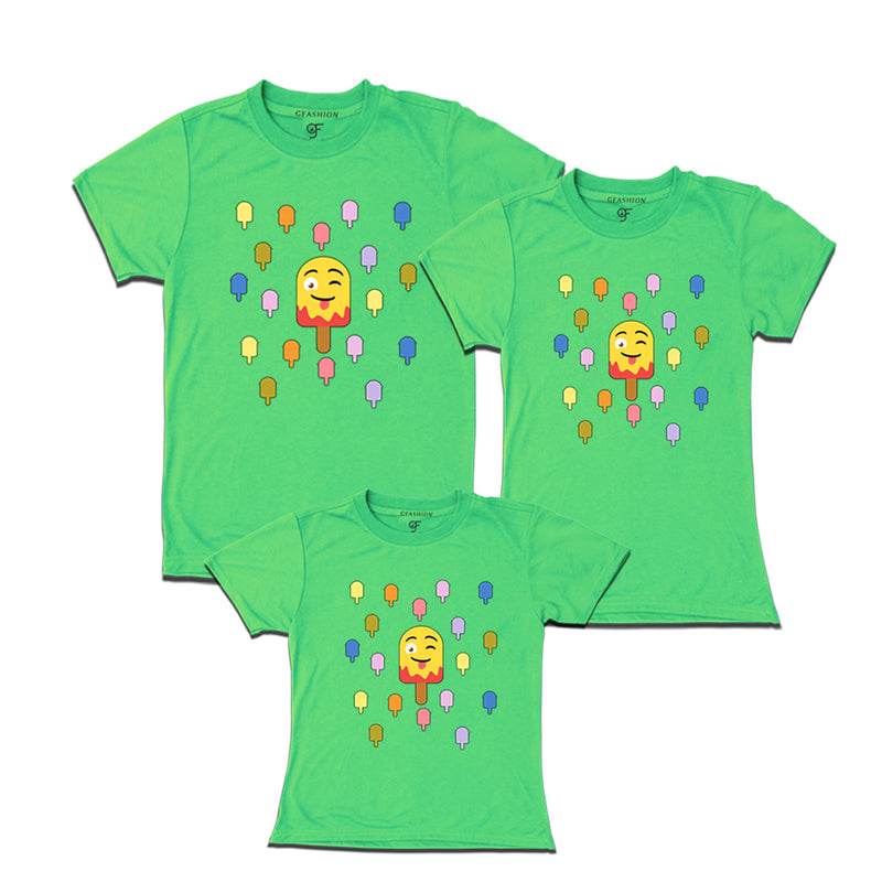 Matching Family T-shirt set of 3 in Pista Green Color available @ gfashion.jpg