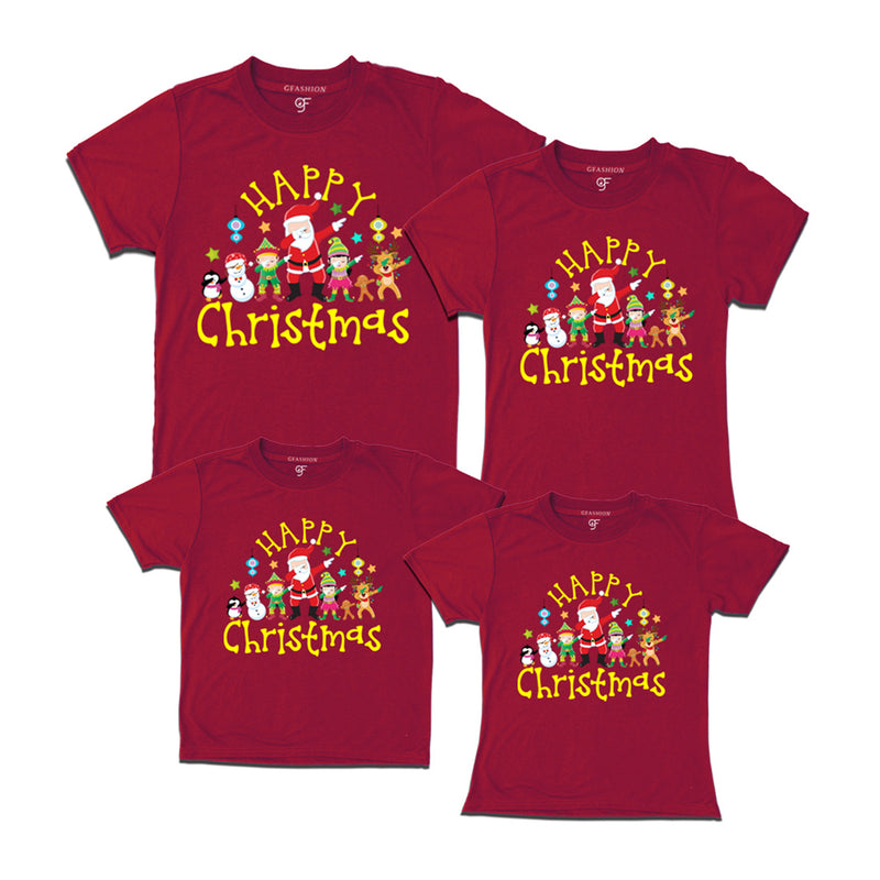 Matching Family T-shirts for Christmas with dabbing Santa Team in Maroon Color avilable @ gfashion.jpg