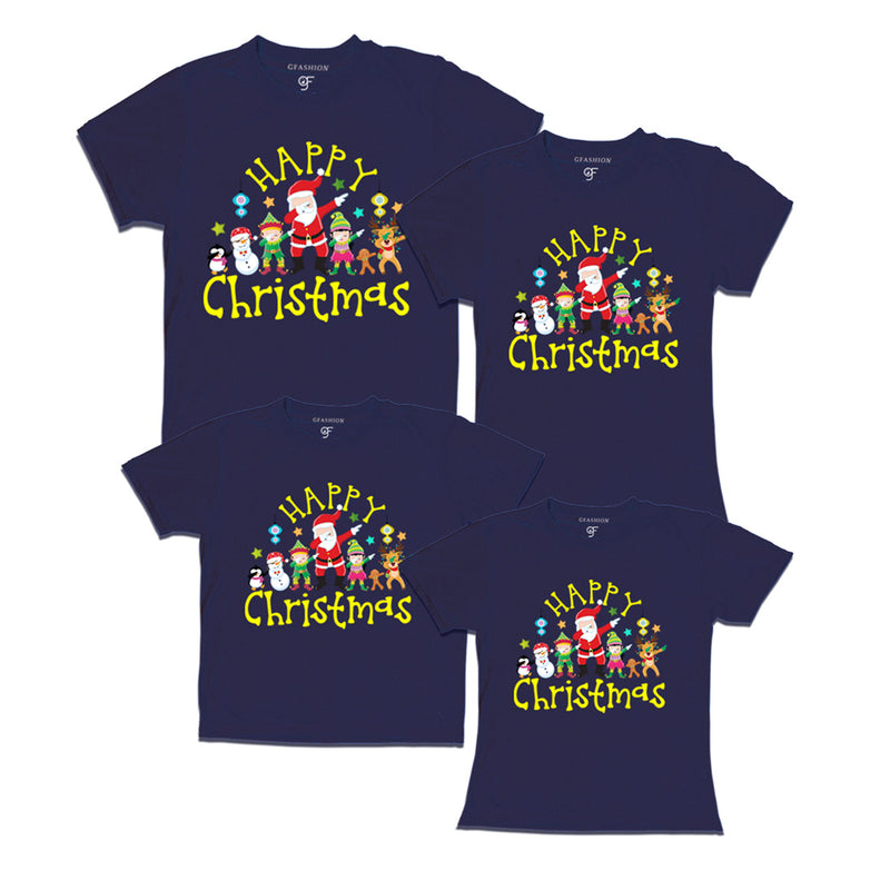 Matching Family T-shirts for Christmas with dabbing Santa Team in Navy Color avilable @ gfashion.jpg