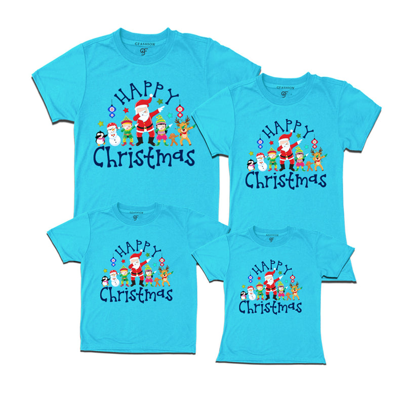 Matching Family T-shirts for Christmas with dabbing Santa Team in Sky Blue Color avilable @ gfashion.jpg