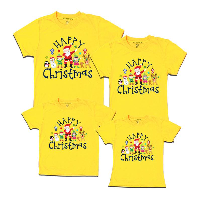 Matching Family T-shirts for Christmas with dabbing Santa Team in Yellow Color avilable @ gfashion.jpg