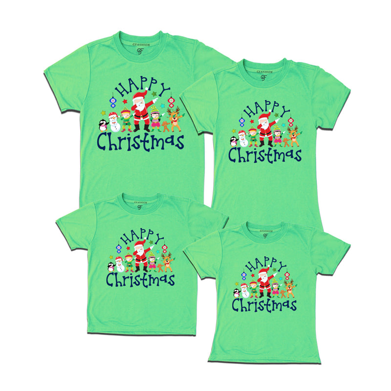 Matching Group T-shirts for Christmas with dabbing Santa Team in Pista Green Color avilable @ gfashion.jpg