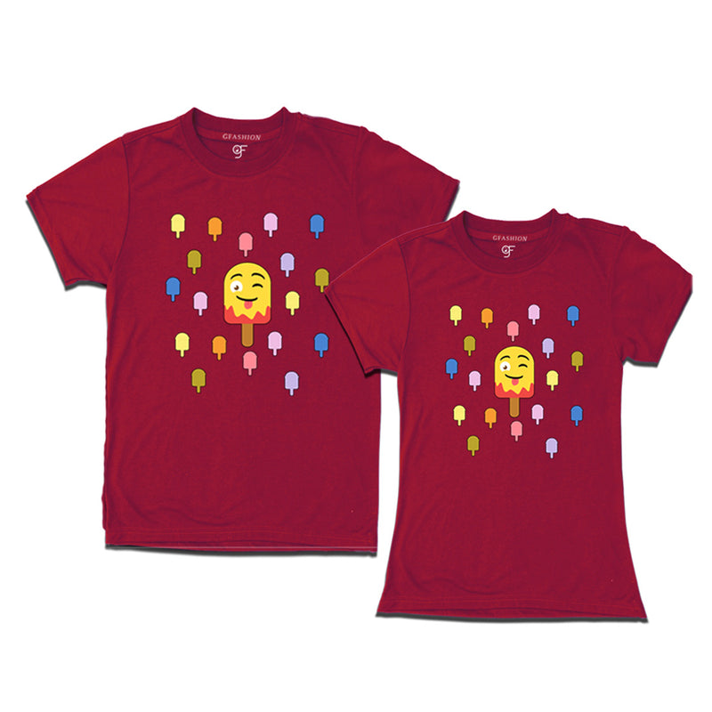 Matching tshirt for couples in Maroon Color available @ gfashion.jpg