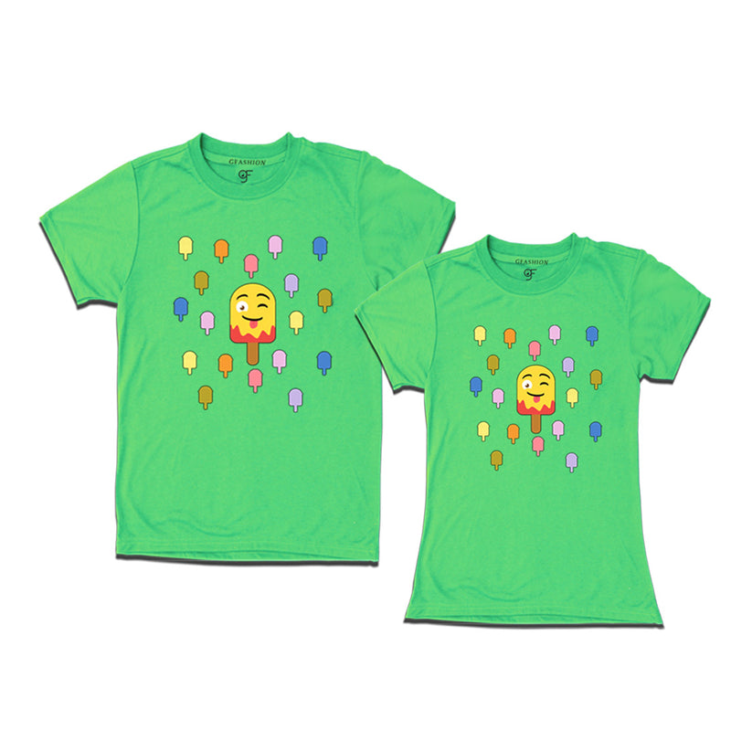 Matching tshirt for couples in Pista Green Color available @ gfashion.jpg