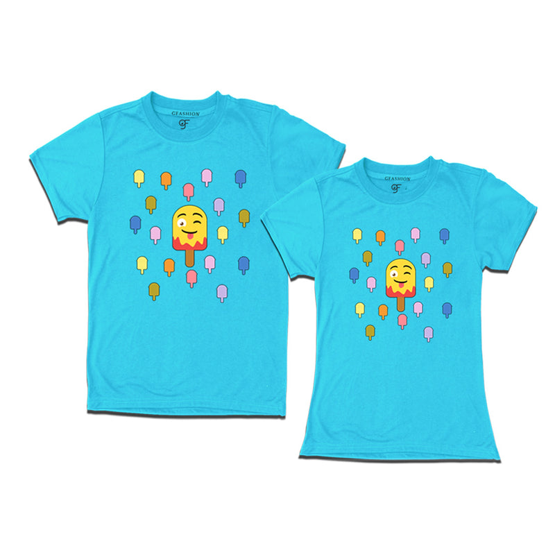 Matching tshirt for couples in Sky Blue Color available @ gfashion.jpg