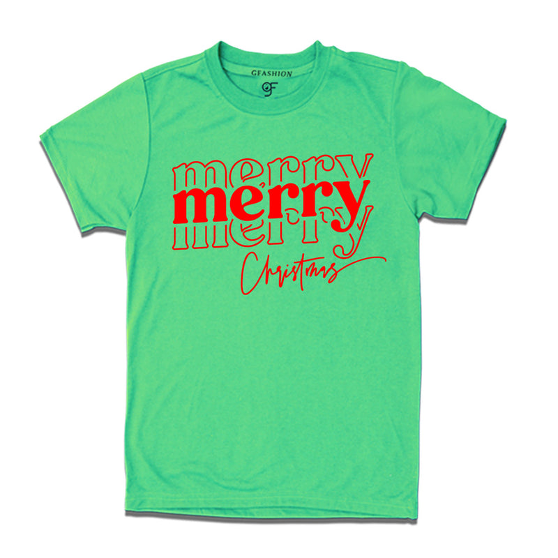 Men-Women-Boy-Girl-Merry Merry Christmas T-shirts in Pista Green Color avilable @ gfashion.jpg
