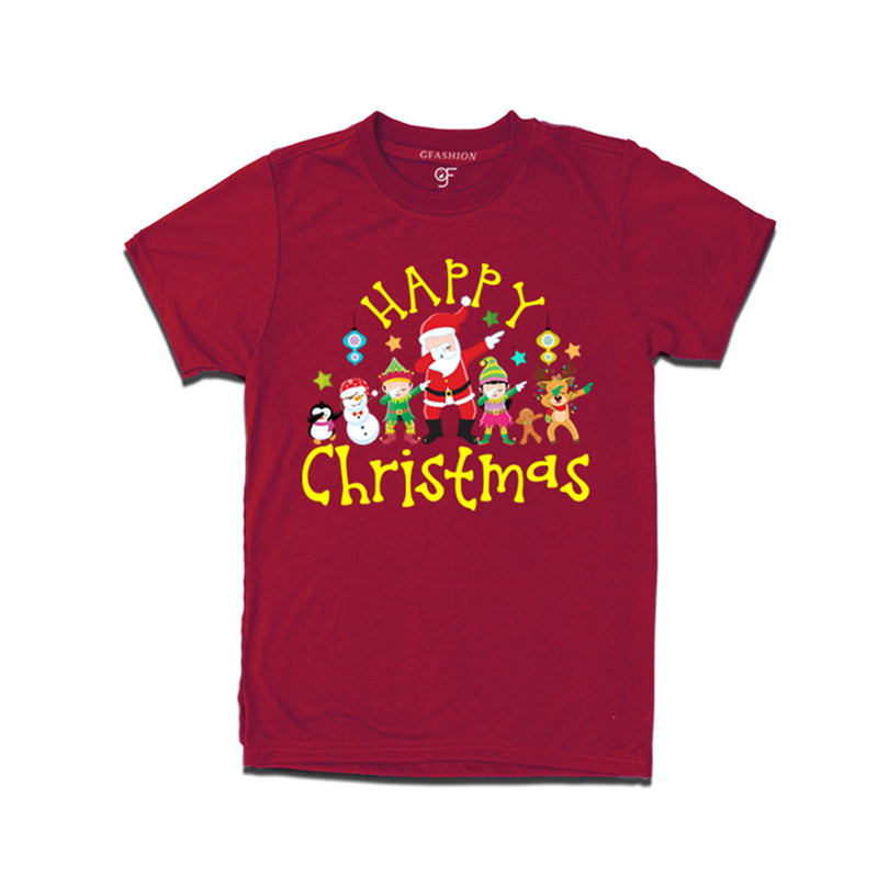 Men-Women-Boy-Girl Christmas T-shirts with dabbing Santa Team in Maroon Color avilable @ gfashion.jpg