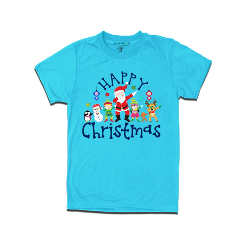 Men-Women-Boy-Girl Christmas T-shirts with dabbing Santa Team in Sky Blue Color avilable @ gfashion.jpg