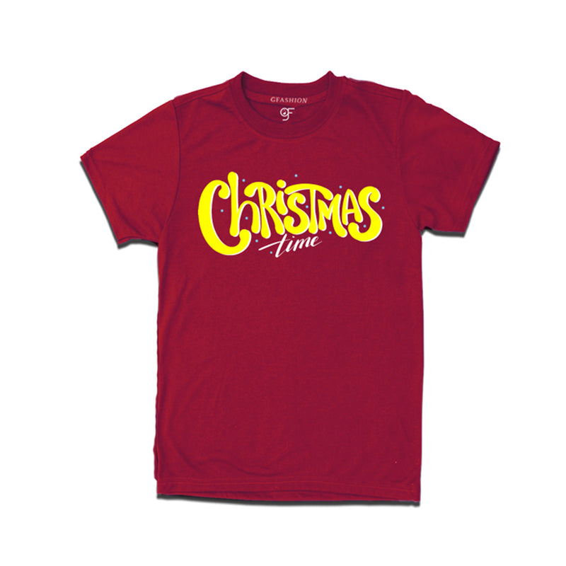 Men-Women-Boy-Girl Christmas Time  T-shirts in Maroon Color avilable @ gfashion.jpg