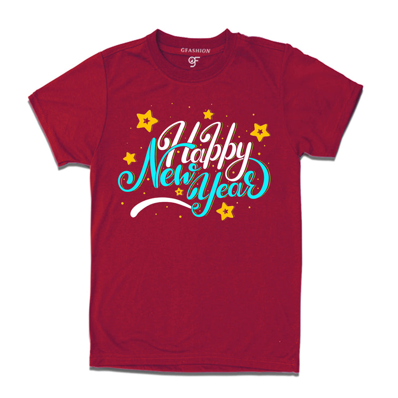 Men-Women-Boy-Girl Happy New Year T-shirts  in Maroon Color avilable @ gfashion.jpg