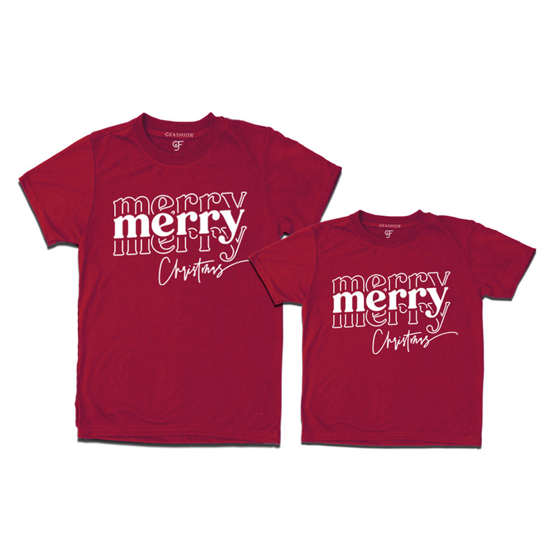 Merry Merry Christmas T-shirts Combo in Maroon Color avilable @ gfashion.jpg