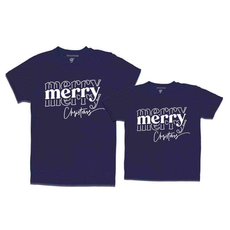 Merry Merry Christmas T-shirts Combo in Navy Color avilable @ gfashion.jpg