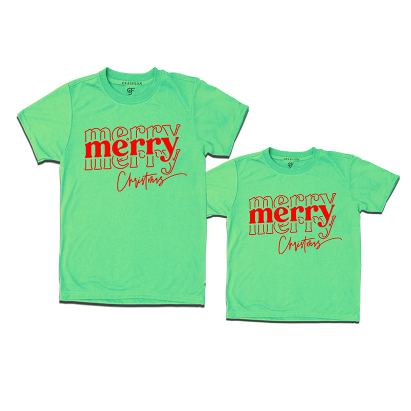 Merry Merry Christmas T-shirts Combo in Pista Green Color avilable @ gfashion.jpg
