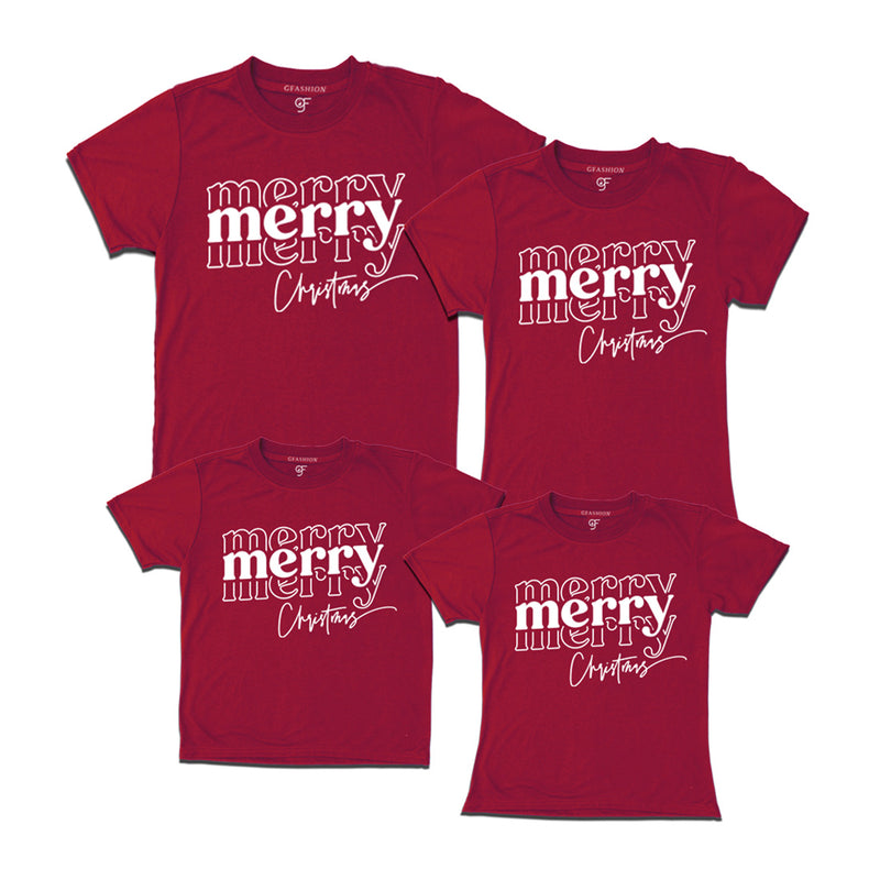Merry Merry Christmas T-shirts for Family-Friends-Group in Maroon Color avilable @ gfashion.jpg