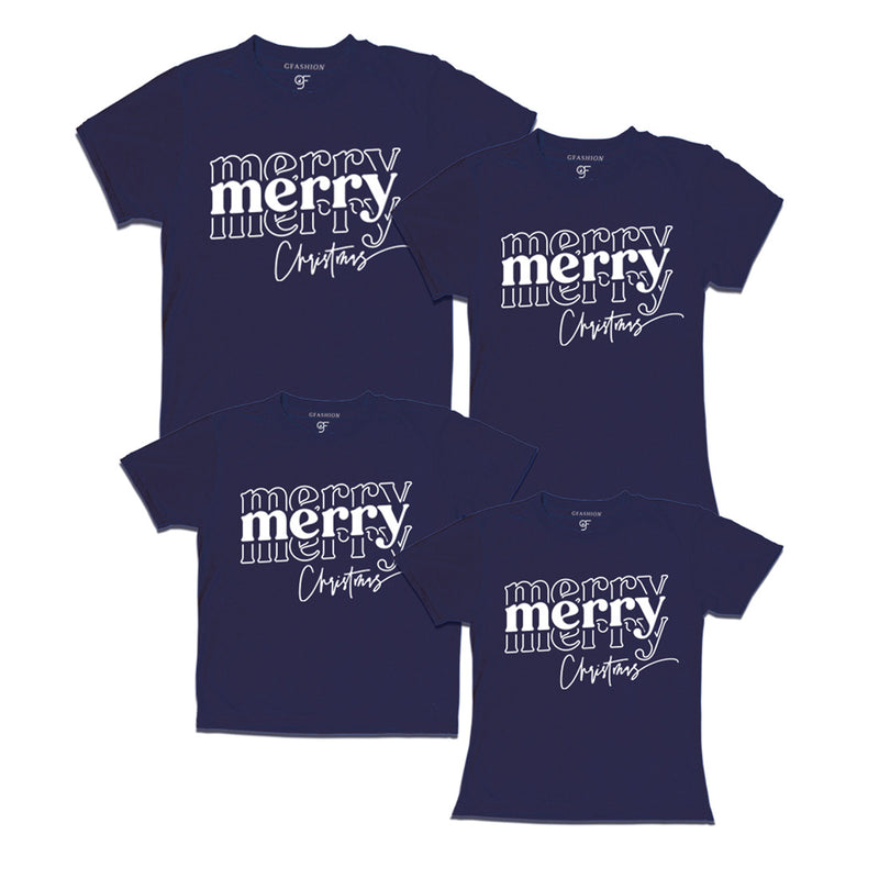 Merry Merry Christmas T-shirts for Family-Friends-Group in Navy Color avilable @ gfashion.jpg