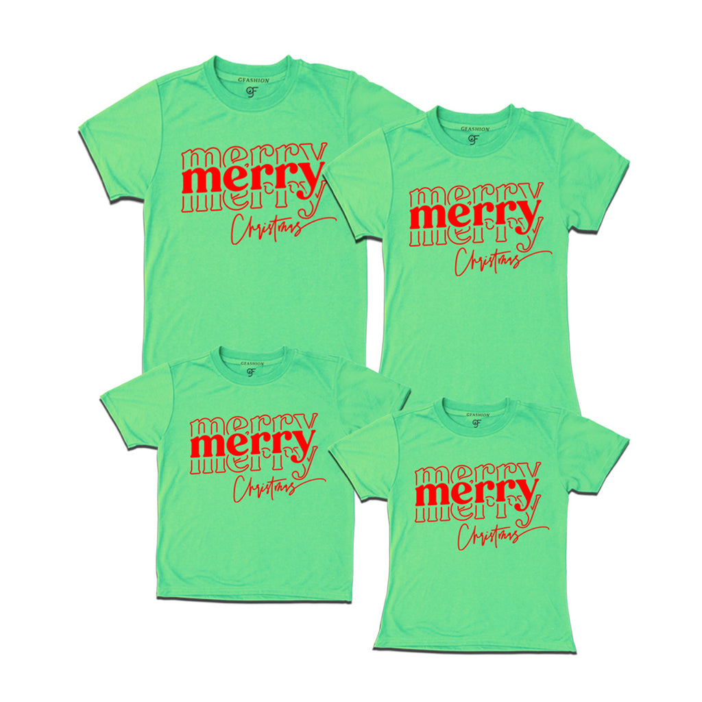 Merry Merry Christmas T-shirts for Family-Friends-Group in Pista Green Color avilable @ gfashion.jpg