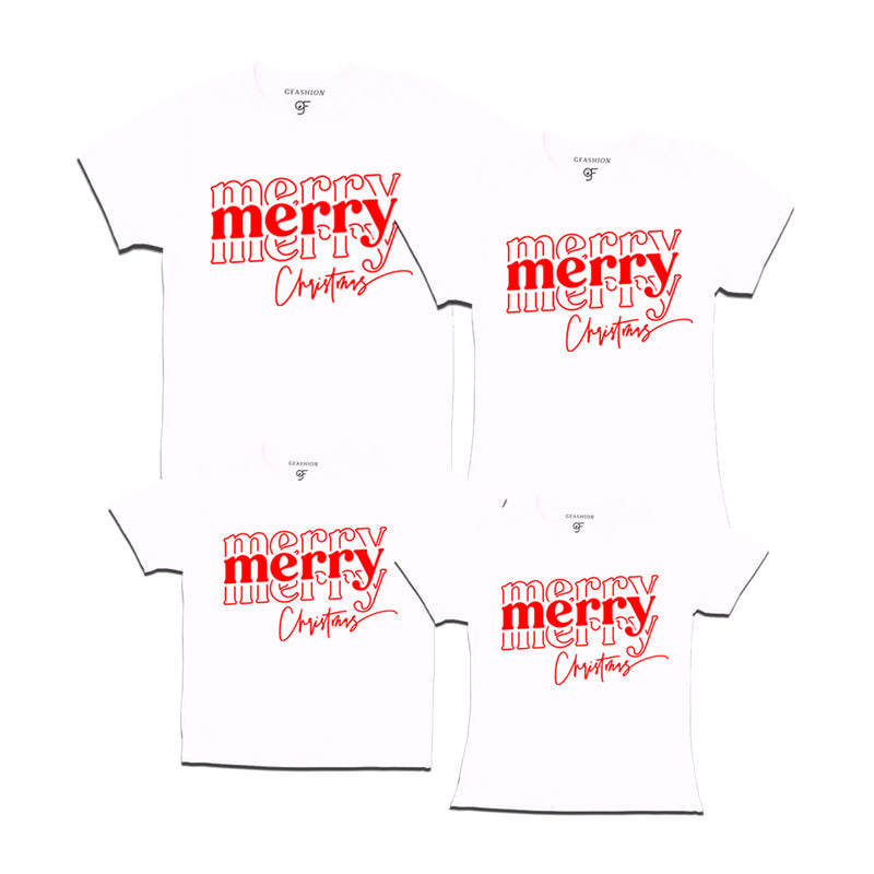 Merry Merry Christmas T-shirts for Family-Friends-Group in White Color avilable @ gfashion.jpg