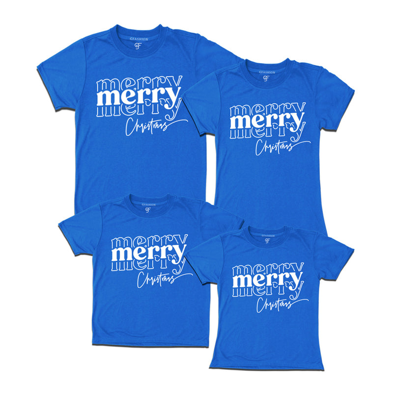 Merry Merry Christmas T-shirts for Family in Blue Color avilable @ gfashion.jpg