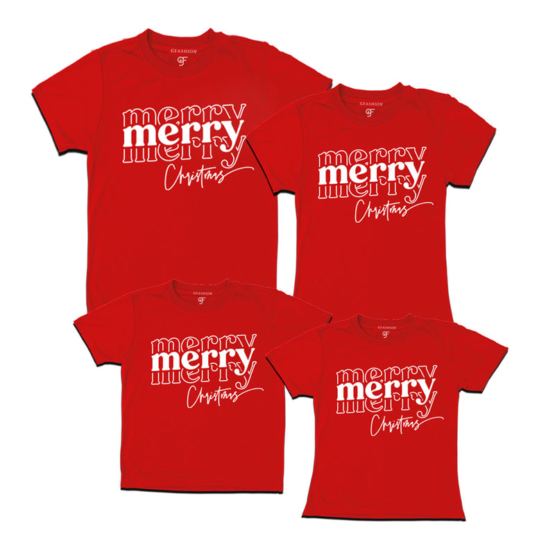 Merry Merry Christmas T-shirts for Family in Red Color avilable @ gfashion.jpg