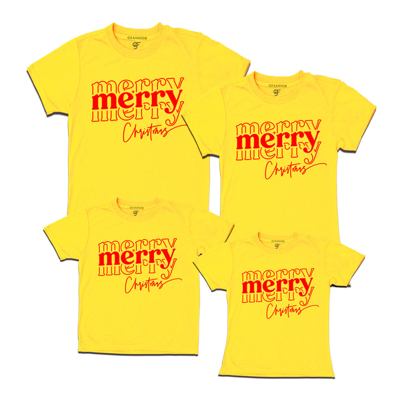 Merry Merry Christmas T-shirts for Family in Yellow Color avilable @ gfashion.jpg