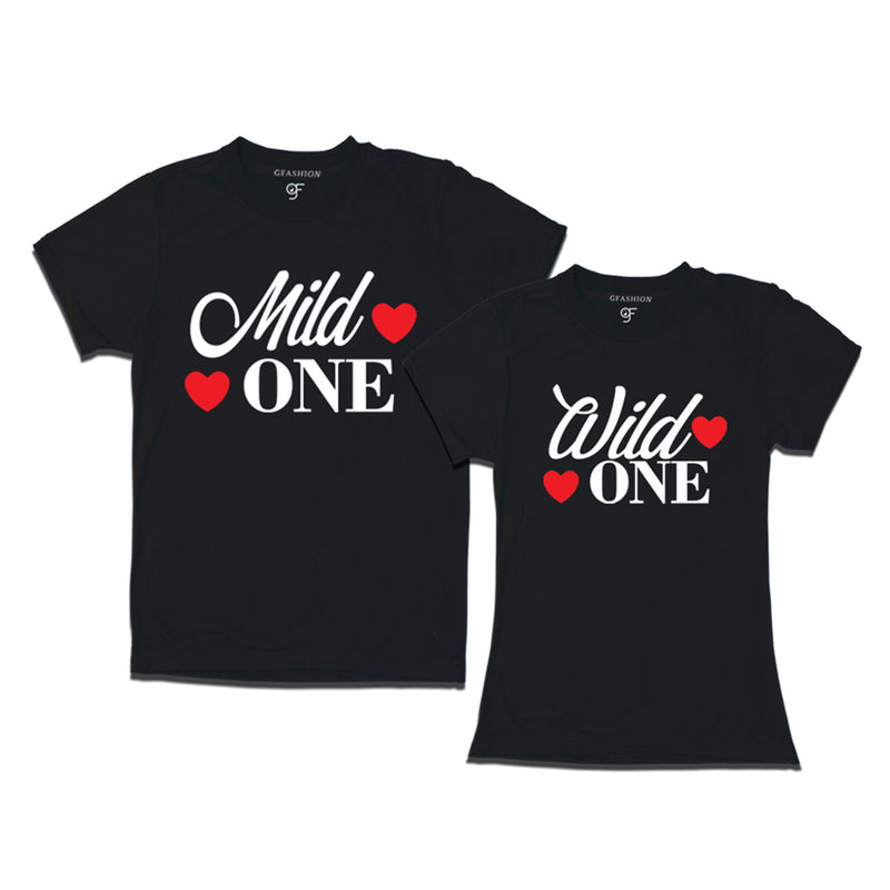 Mild One-Wild One T-shirts for couples in Black Color available @ gfashion.jpg