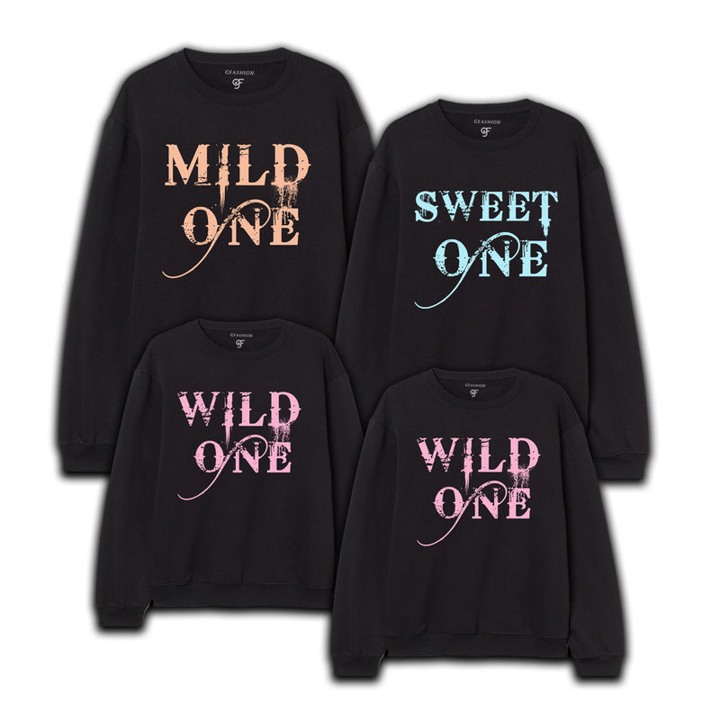 Mild One,Sweet One and Wild One Family Sweatshirt in Black Color available @ gfashion.jpg