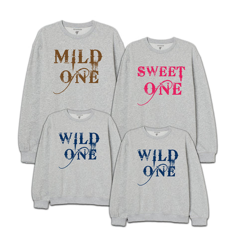 Mild One,Sweet One and Wild One Family Sweatshirt in Grey Color available @ gfashion.jpg