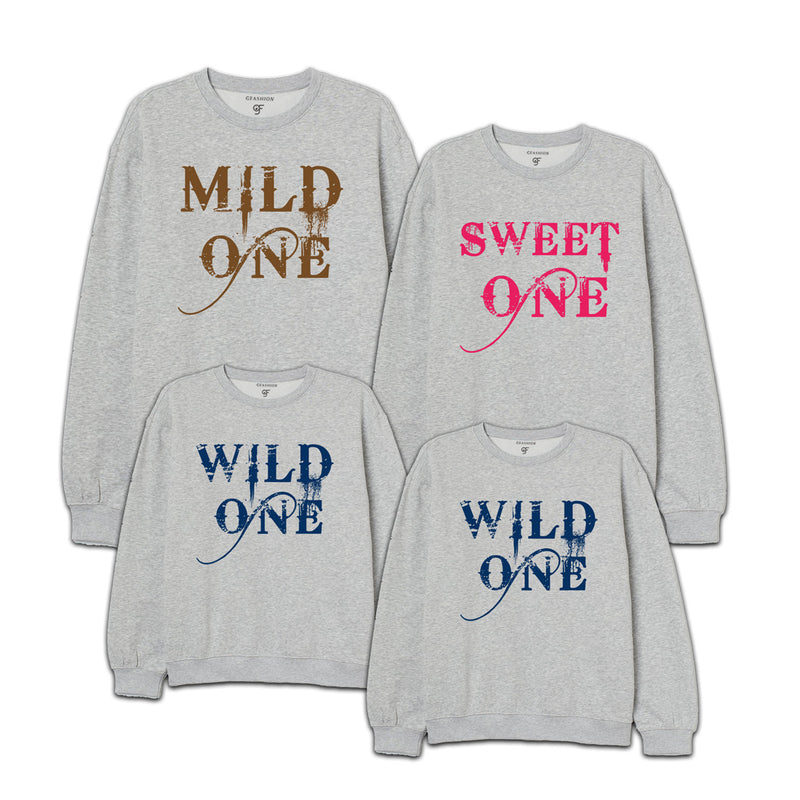 Mild One,Sweet One and Wild One Family Sweatshirt in Grey Color available @ gfashion.jpg