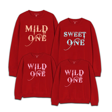 Mild One,Sweet One and Wild One Family Sweatshirt in Red Color available @ gfashion.jpg