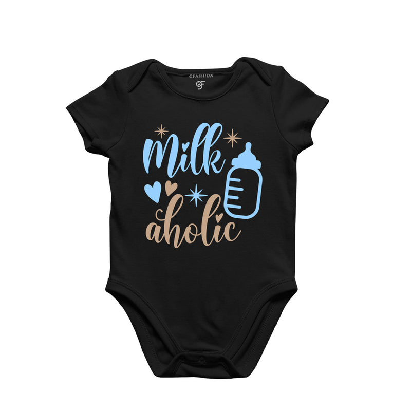Milk Aholic-Baby Bodysuit or Rompers or Onesie in Black Color available @ gfashion.jpg