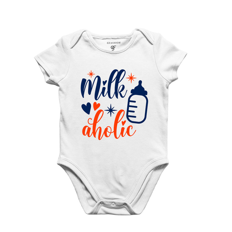 Milk Aholic-Baby Bodysuit or Rompers or Onesie in White Color available @ gfashion.jpg