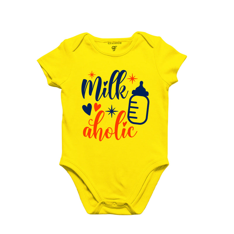 Milk Aholic-Baby Bodysuit or Rompers or Onesie in Yellow Color available @ gfashion.jpg
