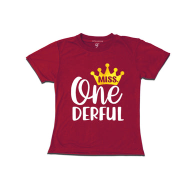 Miss Onederful Birthday Baby Girl T-shirt in Maroon Color avilable @ gfashion.jpg