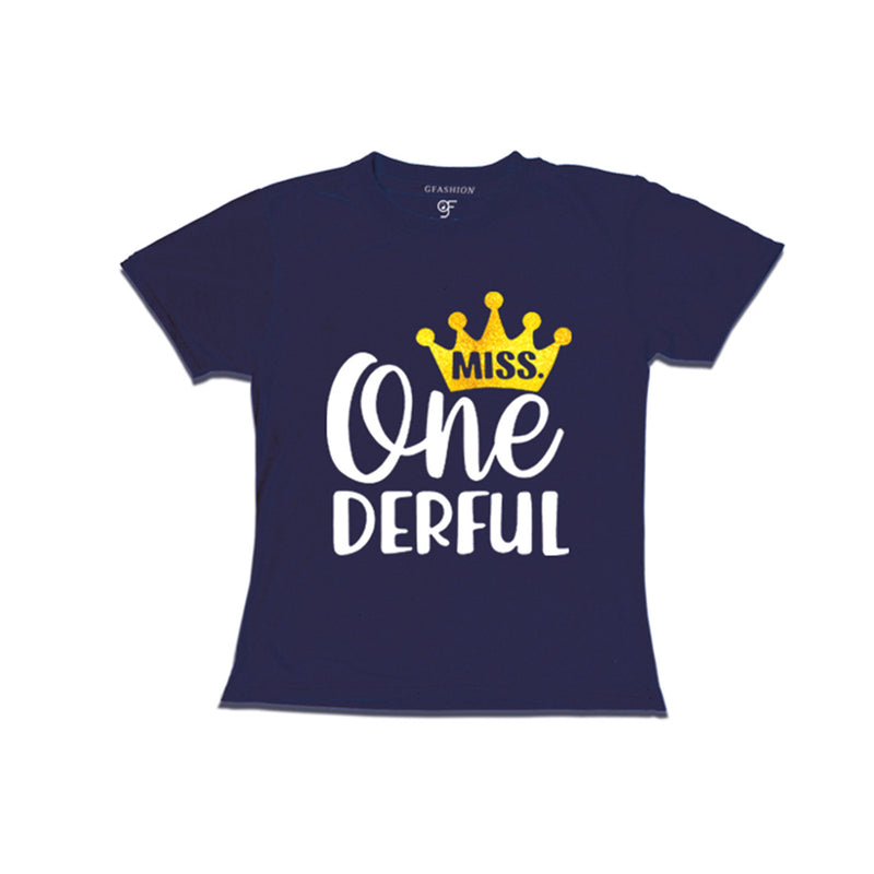 Miss Onederful Birthday Baby Girl T-shirt in Navy Color avilable @ gfashion.jpg