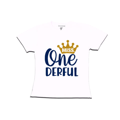 Miss Onederful Birthday Baby Girl T-shirt in White Color avilable @ gfashion.jpg