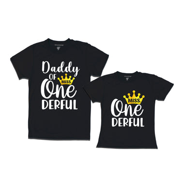 Miss Onederful Birthday T-shirts for Dad and Daughter in Black Color avilable @ gfashion.jpg