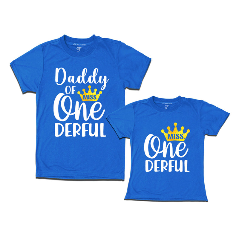 Miss Onederful Birthday T-shirts for Dad and Daughter in Blue Color avilable @ gfashion.jpg