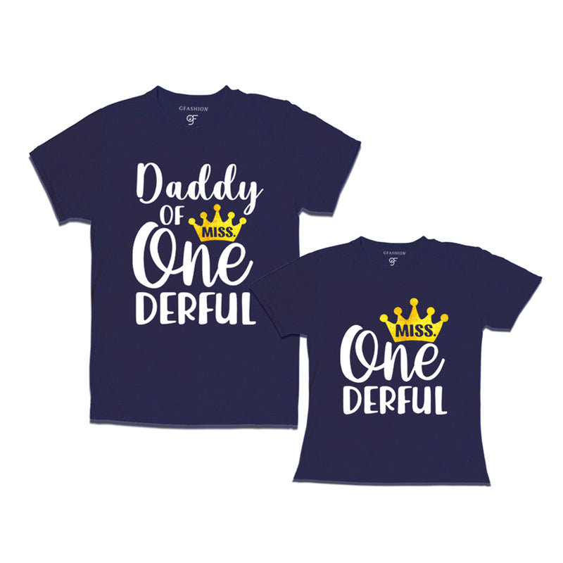 Miss Onederful Birthday T-shirts for Dad and Daughter in Navy  Color avilable @ gfashion.jpg