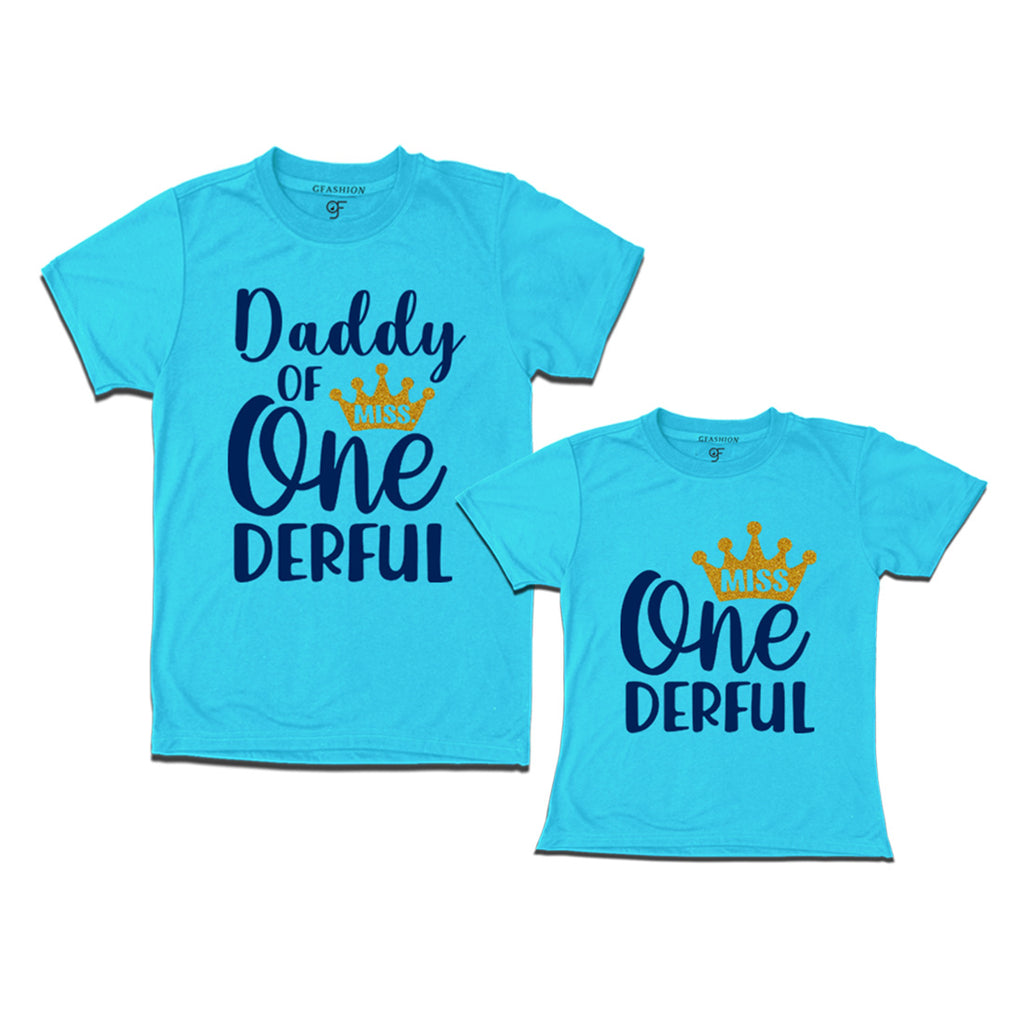 Miss Onederful Birthday T-shirts for Dad and Daughter in Sky Blue Color avilable @ gfashion.jpg