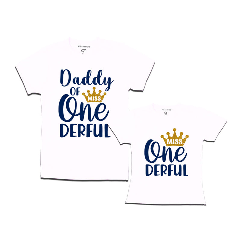 Miss Onederful Birthday T-shirts for Dad and Daughter in White Color avilable @ gfashion.jpg