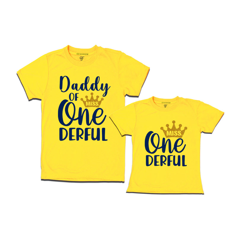 Miss Onederful Birthday T-shirts for Dad and Daughter in Yellow Color avilable @ gfashion.jpg